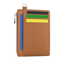 Hancynir Brown Minimalist Small Wallet Women Credit Card Holder RFID Slim | Zipper Pocket Wallet, Thin Travel Coin Purse, Ladies Women Mens Gifts, Cute Card Case, 6 Card Slots, ID Window, PU Leather - color: 01-Lichee Brown