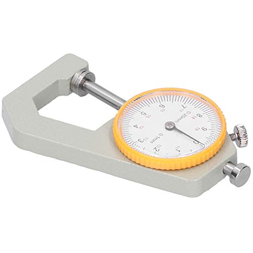 Portable Flat Head Thickness Gauge, Flat Head Thickness Tester Dial, Steel Material Thickness Tester Between 0‑10mm or 0‑20mm for Leather Cloth Measuring Accuracy (0-20mm