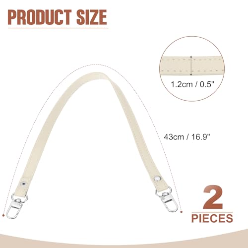 PATIKIL Leather Purse Handle Strap, 2 Pcs 17 Inch Leather Purse Strap Replacement DIY Women Clutch Bag Handbag Top Handle Strap Repair Accessories, Beige - color: Beige, size: 17 Inch
