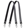 Allzedream Genuine Leather Purse Strap Sewing Canvas Replacement Handbag Shoulder Bag 2 Pcs - color: Black, Silver Hardware
