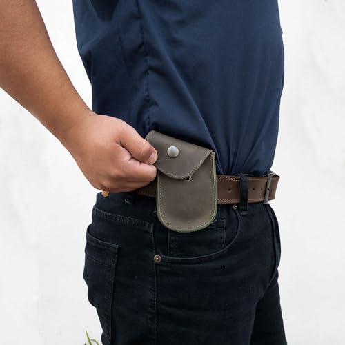 Hide & Drink, Holster Pouch, Durable EDC Waist Bag for Coins, Pocket Wallet, Headphones, Personal Items, Conveniently Attaches to Belt, Full Grain Leather, Handmade - color: Dark Jade