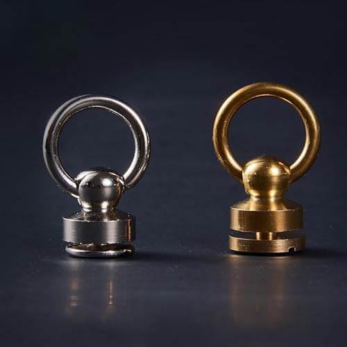 dophee 10PCS Solid Brass O-Ring Rivet Studs for Leather Craft, Gold | 360 Degree Rotatable Head Spikes Buttons for Phone Shell Purse Handbag Making - color: Gold