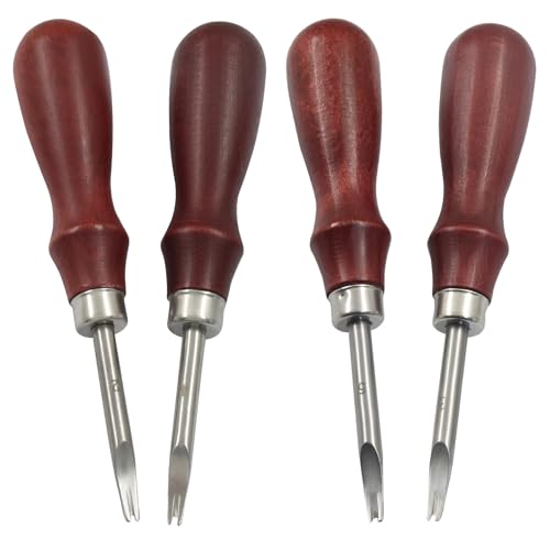 Waziaqoc 4-Pack Leather Edge Beveler Tool, 0.8mm, 1mm, 1.2mm, 1.5mm | Red, Leather Edge Skiving Bevelers, Crafting Essential for DIY Leatherworking Projects - size: 0.8mm / 1mm / 1.2mm / 1.5mm
