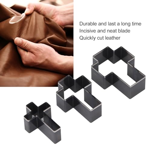 3PCS Crossed Shaped Leather Cutter Set, Leather Corner Punch, Crossed Shape Hollow Punch Cutter Set for Leather Crafts 69mm 61mm 53mm Height
