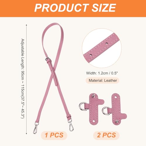 PATIKIL Leather Shoulder Strap, Adjustable Purse Straps Replacement Kit with Clasp for Crossbody Handbag Mini Tote Bag, Pink - color: Pink