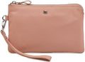 Leather Wristlet Wallet for Women Clutch Handbag Purse with Cell Phone Slot | Genuine Top Grain Leather, 8 Credit Card Slots, Detachable Strap, YKK Zipper, Gifts for Women - color: Baby Pink Nappa