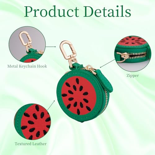 Fruit Coin Purse Bag Charm Keychain, Mini Charm Kawaii Leather Coin Purse Pouch Holder for Airtag Handbag Tote Wallet - color: Watermelon