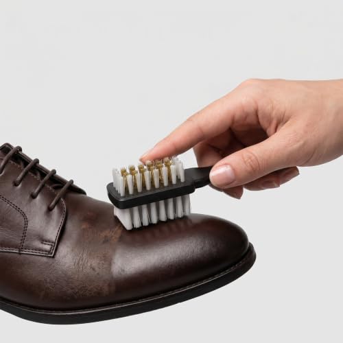 Suede Brush for Shoes 2 in 1 Rubber Polish Suede Brush and Eraser | Suede Shoe Brush, Suede Eraser for Shoes, Suede Nubuck Shoe Bag Sandals Clogs Boots Sneaker Furniture, with Crepe & Brass
