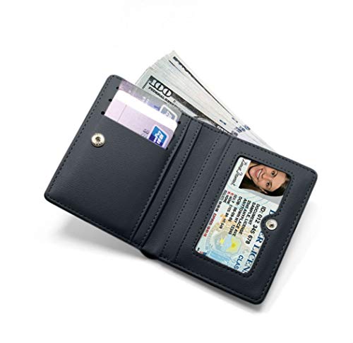 Women Wallets Small Bifold Leather Pocket Wallet Ladies Mini Short Purse - color: C Black1