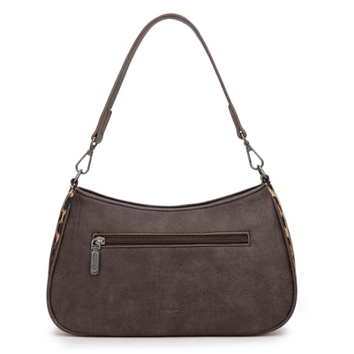 Wrangler Shoulder Bag for Women Western Small Purse Hobo Handbag | Aztec, Underarm Bag, 2 Detachable Straps, Secure Zipper Closure, Back Pocket, Crossbody Bag for dates, travel and everyday - color: Coffee
