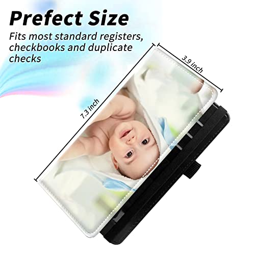 Design Your Own Photo Check Book Cover for Personal Checkbook, Customized Checkbook Plastic Insert Flap Card Holder Pen Hoop Holder with RFID Blocking Slim Wallet for Women Men - color: Customized