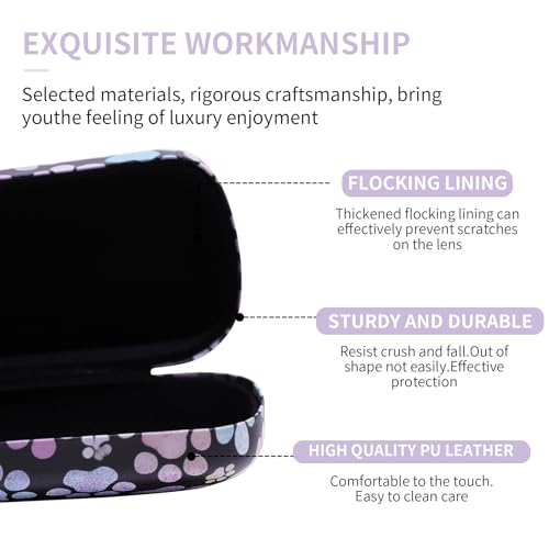 PERFECTSIGHT Sunglasses Case, Large Hard Shell Glasses Case, Cute PU Leather Protective Eyeglasses Case for Women Men - color: Multicolor Paw