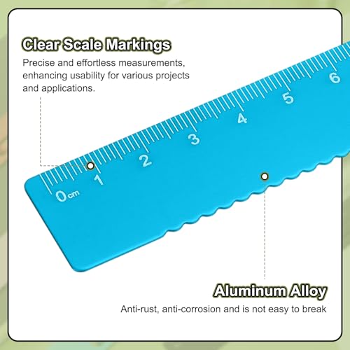 HARFINGTON 3pcs Straight Ruler 15cm Metric Metal Aluminum Alloy Measuring Bookmark Clip Ruler Scale Tool for Measure Study Reading Classroom Office, Blue - color: Deep Blue, size: 15cm