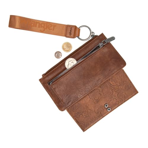 X Wrangler Western Wallet for Women Card Cases & Money Organizers Wristlet Wallet with Zipper Pocket - color: 1-brown