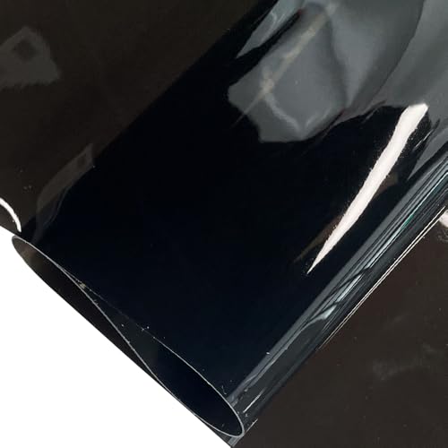 ONEART | Black Transparent Leather Vinyl, 30 Gauge Solid Color See-Through Waterproof Jelly Faux Leather for Women DIY Handbags Tote, 12" x 48" - color: Black