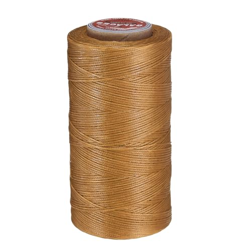 uxcell Flat Leather Sewing Waxed Thread, 270m / 295 Yards Polyester Wax String, 150D Wax Stitching Cord for Leather Crafts, Bookbinding, Bracelets Braided, Light Brown - color: Light brown