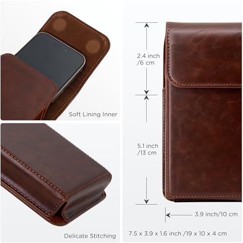 Holster for Galaxy S25 Ultra S24 Ultra S23 Ultra 5G Note 20 Ultra 5G Note 10+ Plus 5G, Premium Leather Pouch with Belt Clip Phone Holster Belt Case, Coffee -XL - color: Coffee, size: X-Large