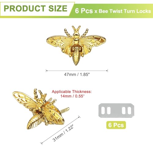 uxcell Bee Turn Lock Clasp, Zinc Alloy Closures Lock Fasteners Purse Twist Clip Clasp for Handbag Leather Bag Making - color: Gold