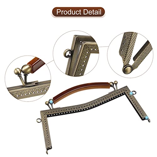 uxcell Metal Purse Frames 2 Pcs Kiss Lock Clasp Frame Embossed Clutch Frame with Rubber Handle for Coin Purse Handbag Making DIY Craft, Bronze - color: Bronze