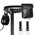 Renaissance Belt Pouch Medieval Pirate Costume Accessories Set for Cosplay | Viking Faux Leather Waist Bag, Skirt Hike Clips, Perfect for Women and Men Ren Faire, LARP, Fantasy, Halloween - color: Black-C