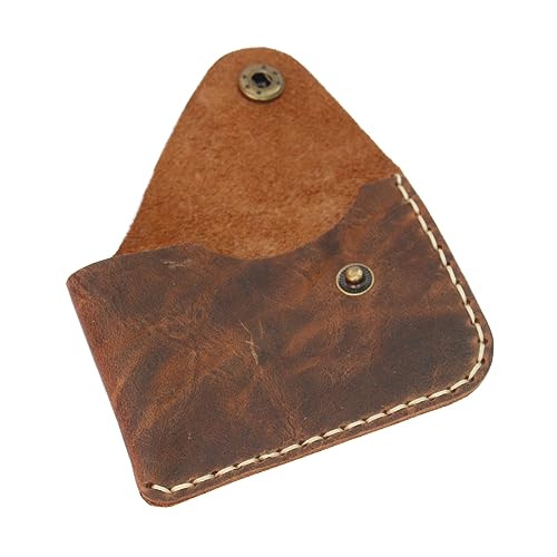 Handmade genuine leather retro deep brown card bag zero wallet - color: Dark brown