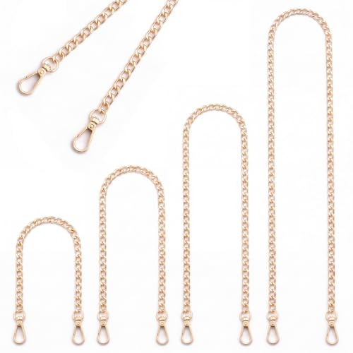 Tylorix Gold Handbag Chain Strap, 4 PCS Metal Purse Replacement with Clasps | Multi-Size(15.7", 23.6", 35.4", 47.2"), Versatile DIY Straps for Crossbody, Shoulder Bag and Clutch, 360-Degree Swivel Clasps