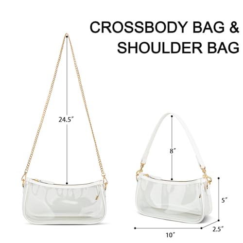 KKXIU Small Black Purse for Women, Cute Mini Shoulder Bag Zipper Closure | 2 Removable Straps, Retro Underarm Bags, Classic Crossbody Bag, Handbag for Women - color: B-white