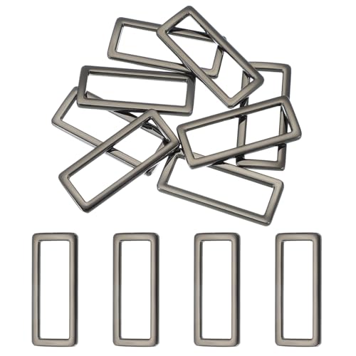 uxcell 8pcs Metal Flat Rectangle Ring, Rectangular Buckle Rings Square Strap Webbing Loop for Bag Belt Purse DIY - color: Gun Black, size: 39mm(1-1/2 inches)