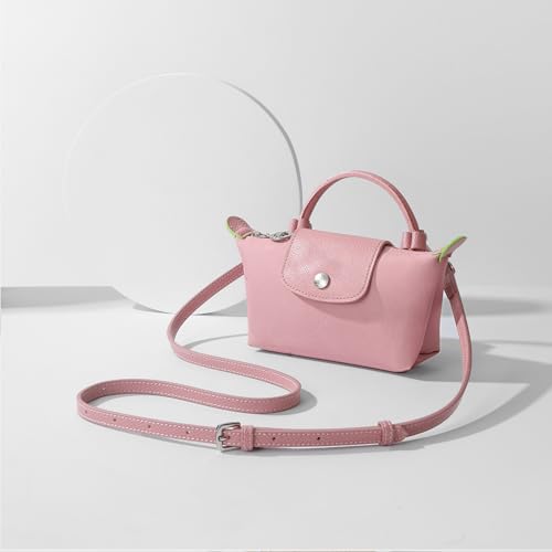 Purse Straps Replacement, Leather Handbag Crossbody Shoulder Strap Kit Adjustable for Mini Longcamp Tote Bag Women - color: Petal pink
