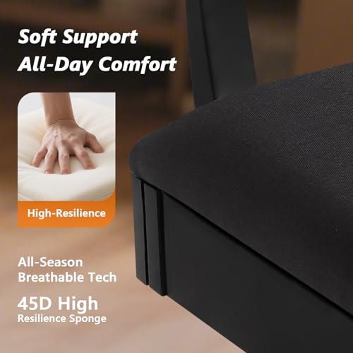 Lessmore Adjustable Height Sewing and Crafting Chair with Wheels, Back Support, and Under Seat Storage - Perfect for Your Craft Room Furniture and Craft Machines (Solid-Black) - color: Solid-Black