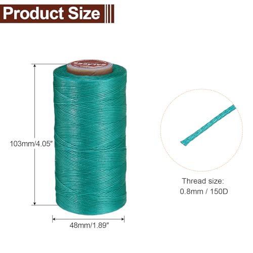 uxcell Flat Leather Sewing Waxed Thread, 270m / 295 Yards Polyester Wax String, 150D Wax Stitching Cord for Leather Crafts, Bookbinding, Bracelets Braided, Peacock Green - color: Peacock green