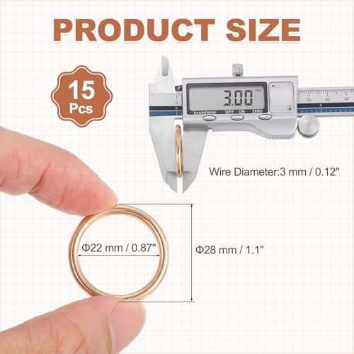 15 Pcs Zinc Alloy O Rings Multi-Purpose O-Ring Welded Buckle Loop Ring (0.9" ID x 0.12" Thick, Gold), Wire for Crafts Macrame Buckle Belts Sewing Decoration - color: Gold, size: 0.9" x 0.12"