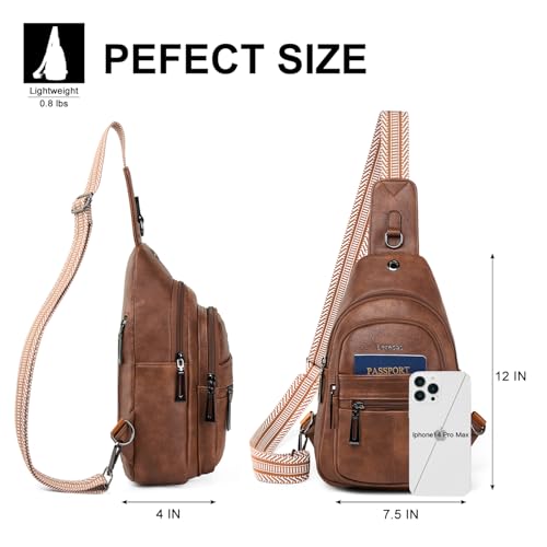 Leresas 7L Sling Bag for Women Vegan Leather Crossbody Purse Chest Bags Fashionable Trendy Fanny Pack with Travel, Brown - color: 7l-m-brown, size: 7L