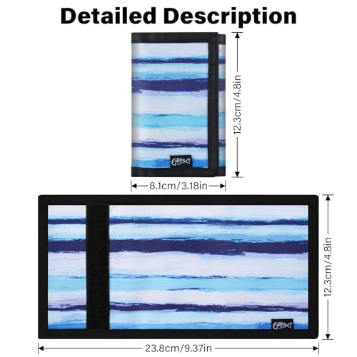 Men’s Nylon Trifold Wallet with 6 Page Wallet Insert, Ultra Thin and Security Wallet with ID Window for Card Cash Holder, Modern Fashion Purse Gifts for Teen Boys Men Women -Line LightBlue - color: 24017 Line-LightBlue