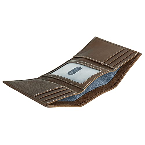 Eddie Bauer Men Signature Trifold Wallet - color: Top Stitch Leather - Tan