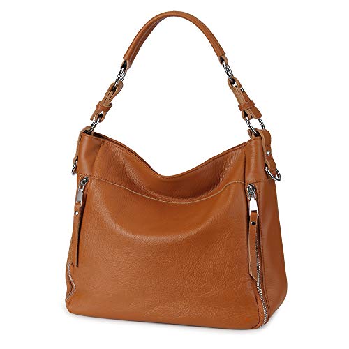 YALUXE Women's Real Leather Shoulder Bags Hobo Handbags Purse Crossbody Bag - color: Z2 Brown