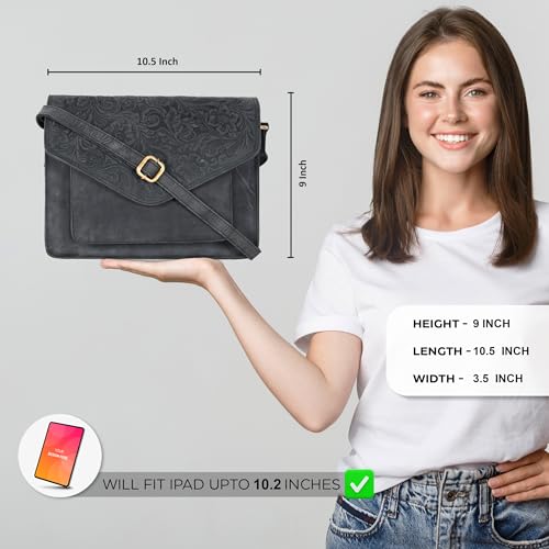 Ozora Genuine Leather Crossbody Purse for Women, Shoulder Bag - color: E.black Hunter