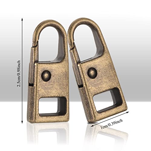 WILLBOND 8Pcs Zips,Bronze | Replacement Pull Tab for Luggage Backpack Jacket, Detachable Metal Slider, Universal Zipper Repair Kit, Fixer Handle - style: Bronze