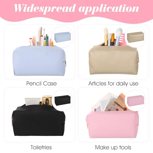 12 PCS Preppy Makeup Bag, PU Leather Cosmetic Bags Bulk, Aesthetic Waterproof Makeup Pouches Set Small Toiletry Travel Bags, Zippered Pencil Case Organizer for Home Office, Multicolor