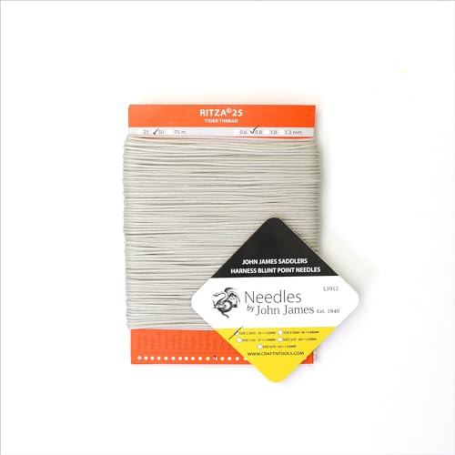 Silver 1.2mm RITZA 25 Tiger Thread for Leather Craft | Waxed Polyester Saddlers Thread - color: 1,2 mm - Silver - 50 meters