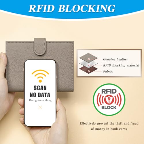 Passport Holder for Travel Women RFID Blocking Genuine Leather Passport Wallet with Card Slots, Zipper Coins Pocket, Cash Holder, Grey - color: Grey