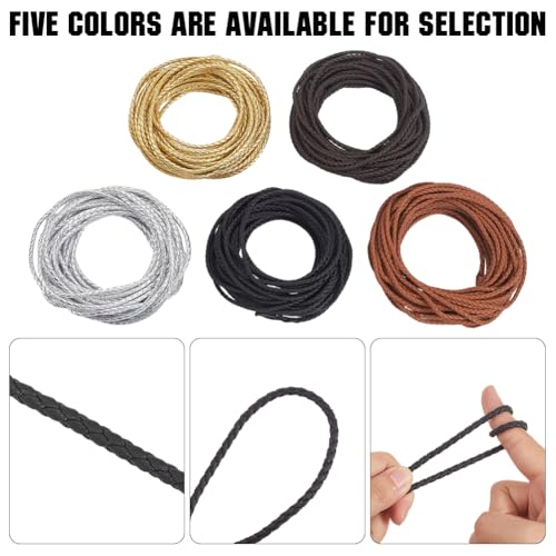 GORGECRAFT 10m Black Braided Leather Cord 4mm Round Leather Strings Bolo Tie Necklace Cords Leatherette Rope PU Braiding Strips Beading Threads for DIY Crafts Bracelet Necklace Keychain Jewelry Making - color: Black, size: 4mm*10m