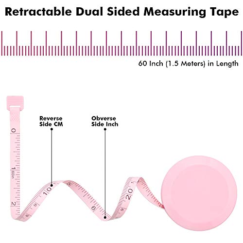 VAXATO 2PCS Measuring Tape for Body,Soft Tape Measure for Body Sewing Fabric Tailor Cloth Craft Measurement，60 Inch/1.5M Pink Retractable Dual Sided Measure Tape Set