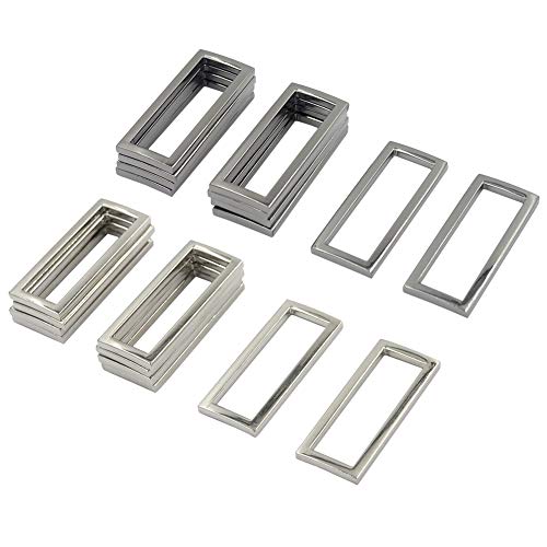 DGOL 20pcs 1-1/2 inch Zinc Alloy Shinning Belt Bag Die Cast Rectangle Ring Buckles Webbing Square Buckle Silver and Gunmetal