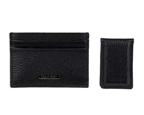 Calvin Klein Men's Wallet Sets-Minimalist Bifold and Card Cases - color: Black Bessemer - Card Case