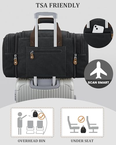 Gonex Duffle Bag for Travel, Expandable 60L Overnight Weekender Gym Bag | Water-Resistant Canvas, Wet-Dry Pocket, Luggage Sleeve, Carry-On Size, Detachable Strap, Dark Grey - color: Dark Grey, size: X-Large-60l