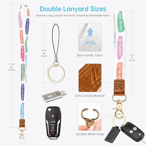 2-in-1 ID Badge Holder & Lanyard Wallet，Cute Zippered Pouch Be Yourself | for Teachers,Nurse,Professionals，Removable Wristlet & Neck Lanyard,5 Card Slots Stylish Work Essential - color: Be Yourself