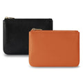 Chelmon PU Leather Coin Purse Pouch Change Holder Small With Zipper for Men Women 2 PCS Set (Black&Brown) - color: Black&Brown
