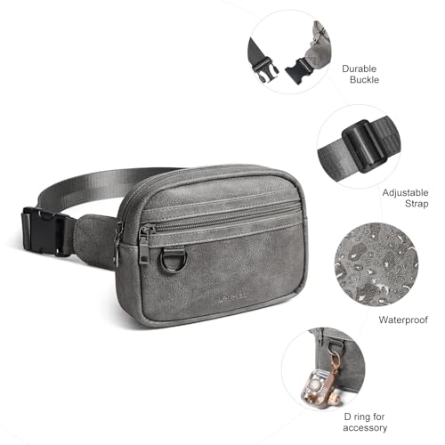 Leresas 2L Fanny Pack for Women Belt Bag Waist Purse Waist Bag Vegan Leather Fanny Pack Travel Waist Pouch Dark Grey - color: Dark Grey