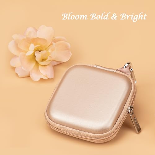 Ginsco Mini-Portable Hard Shell Square Earbuds Case for Apple EarPods/Samsung Galaxy Wired/Wireless Earbuds, Cell Phone Accessories Organizer with Carabiner for Earphones - color: Rose Gold, size: Slim